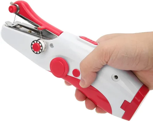 Miniatura 7 de Máquina de coser portátil de mano, máquina de coser a mano, mini máquina de coser eléctrica de doble aguja para hacer manualidades u objetos