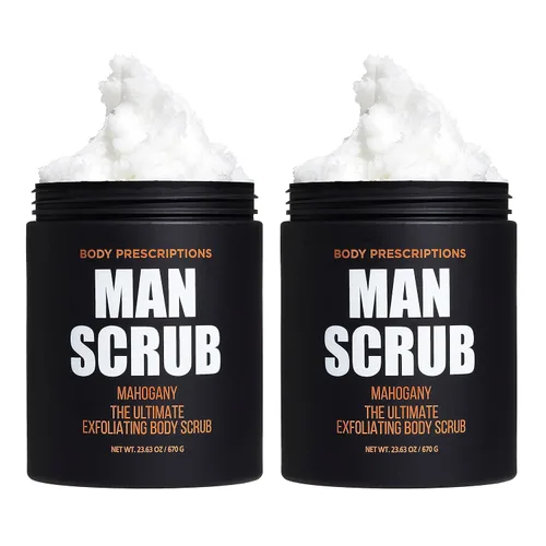 Body Prescriptions Exfoliante corporal para hombres – Lavado limpiador definitivo de la piel en tarro con tapa giratoria, para todo tipo de piel, 21