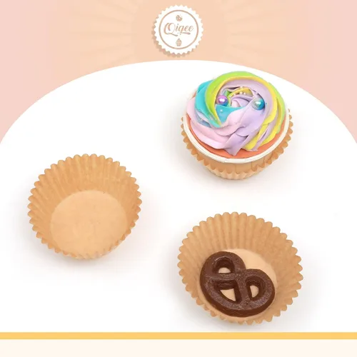 Miniatura 3 de qiqee 300 unidades de forros para magdalenas jumbo naturales forros para muffins de tamaño jumbo tazas para hornear de papel de tamaño jumbo sin