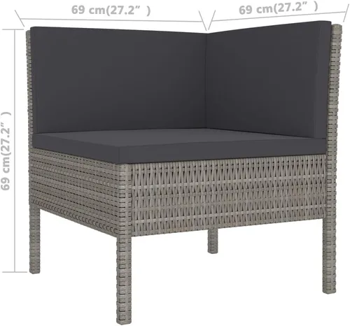 Miniatura 7 de Ensemble de Salon de Jardin Modulaire 9 Pièces Gris Anthracite avec Coussins, Résistant aux Intempéries, Confortable et Design Moderne Pour