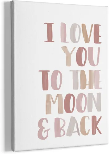 HIWX Lienzo enmarcado con cita positiva con texto en inglés "I Love You To The Moon And Back" (I Love You To The Moon And Back) - Lienzo enmarcado