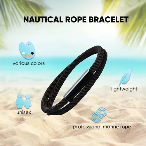 Miniatura 4 de Hisatan Pulsera de cuerda personalizada para hombre, cuerda trenzada náutica, con ojo de tigre y ágata negra, regalo para hombres y mujeres