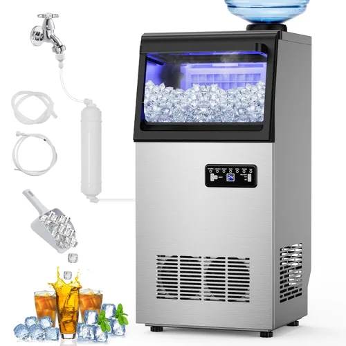 Miniatura 13 de Máquina de hielo comercial bajo encimera de 200 libras, máquina de hielo comercial independiente integrada para debajo del mostrador, máquina
