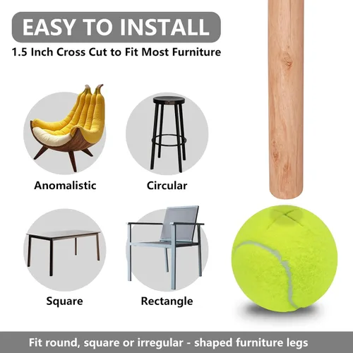 Miniatura 7 de Magicorange Paquete de 120 pelotas de tenis precortadas a granel para sillas, pelotas de tenis de 2.5 pulgadas, fundas para patas de sillas