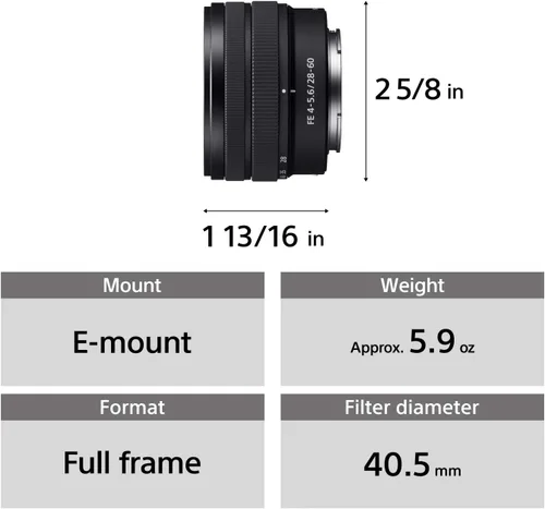 Miniatura 3 de Sony FE 1.102-2.362 in F4-5.6 lente de zoom compacto de marco completo (SEL2860)