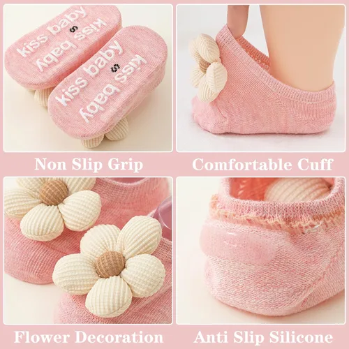 Miniatura 3 de Cotton Baby Girl Socks 0-12 Months Newborn Socks Ankle Socks for Babies Infant Socks Toddler Socks with Grippers