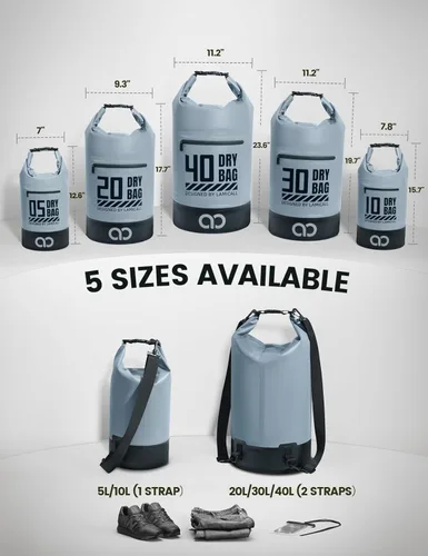 Miniatura 2 de Lamicall Mochila seca impermeable - [Durable y flotante] 5L/10L/20L/30L/40L bolsa grande impermeable con funda impermeable para teléfono para kayak