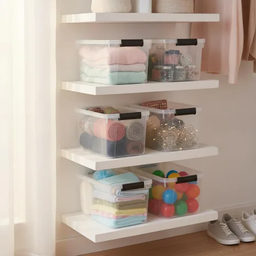 Miniatura 7 de Anbers Caja de almacenamiento de plástico con tapa de 10.5 cuartos de galón con asa, paquete de 4, transparente Contenedor de almacenamiento