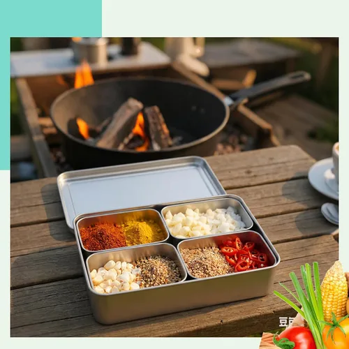 Miniatura 4 de Boao Sartenes Yakumi 304 de Acero Inoxidable Recipiente para Condimentos y Sazonadores con Tapas y Cucharas, Sartenes Japonesas Yakumi Mini