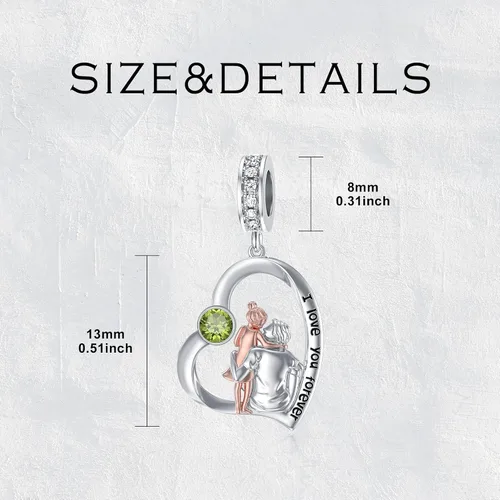 Miniatura 69 de PROESS Dije para padre, madre e hija, pulsera de plata de ley para pulseras, regalos de cumpleaños, día de San Valentín, para hija, madre, amante
