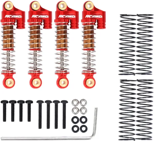 Miniatura 10 de RCAWD Actualizaciones para FMS FCX24 1/24 y 1/18 Crawlers Partes de Amortiguador de Choque, Amortiguadores de Choque Delanteros Traseros RC de Negro