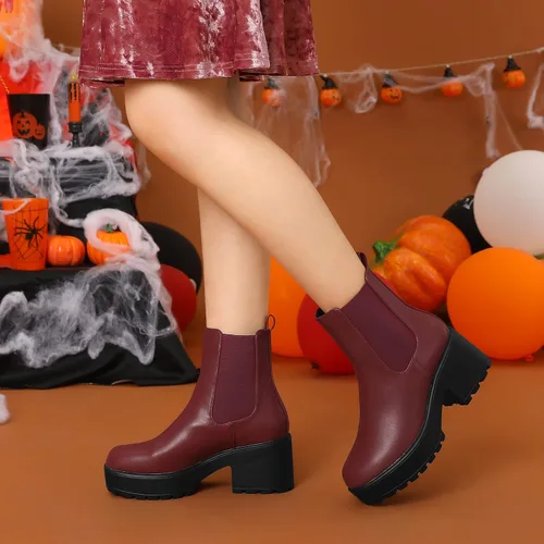 Miniatura 2 de Allegra K Botas de combate Chelsea con tacón grueso y plataforma para mujer, M