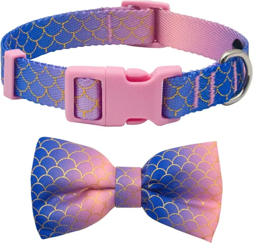 Miniatura 21 de azuza Collar de perro con pajarita, collar de perro suave y cómodo con lazo, patrones divertidos y color brillante para perros pequeños D#Fruta-Piña