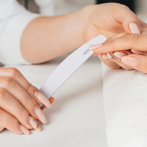 Miniatura 5 de 150 limas de uñas 100/180 para uñas de los pies, grano 100/180, limas de uñas y pulidores, herramienta de manicura de doble cara para uñas
