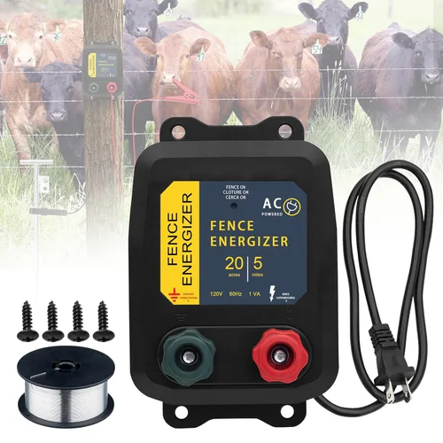 Miniatura 11 de Cargador de cerca eléctrica PE2 – 0.10 Joule, Cargador de cerca eléctrica enchufable de 2 millas/8 acres, para perros, ganado, ardillas, corrales