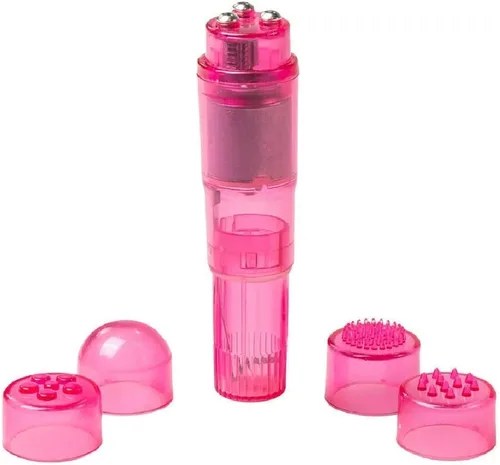 Miniatura 4 de Mini portátil pequeño masaje vibratorio herramienta corporal 4 cabezas masajeador bolsillo juguete para mujeres cuello, hombro, cara, espalda pies