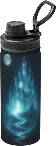 Ghost Castle Lights Insulated Stainless Steel Kettle | Print Funny Water Bottle Insulated | Ideal for Sports and Travel