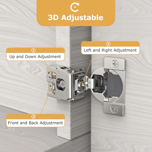 Miniatura 3 de Furniware 10 Piezas Bisagras de Gabinete de Cierre Suave Superpuestas de 1 Pulgada para Gabinete de Marco Frontal, Acero Inoxidable, Ángulo