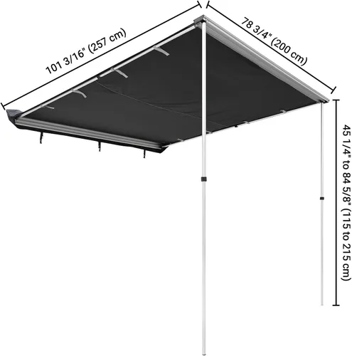 Miniatura 8 de Yescom Toldo para vehículo con revestimiento opaco, 6.6'x8.4' pies, retráctil para rack del techo lateral de automóvil, sombra overlanding para SUV