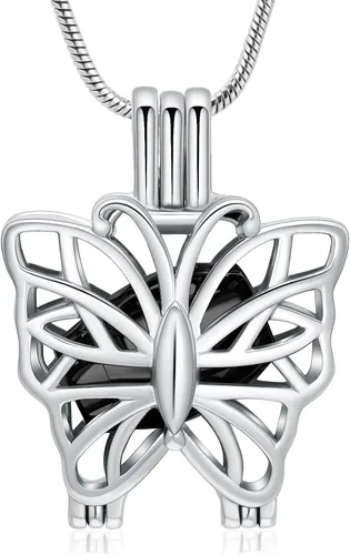 Miniatura 10 de Collar de urna de mariposa para cenizas, colgante de mariposa, collar de recuerdo de cremación para mujer Personalizar