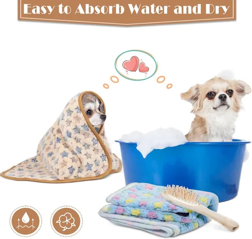 Miniatura 6 de Tatuo 12 mantas para perros de 16 x 24 pulgadas, súper suaves y cálidas, tapete para dormir para gatos, mantas de vellón mullido con bonitos