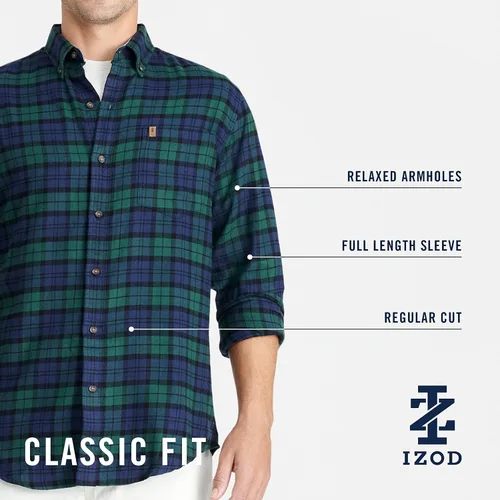 Miniatura 6 de IZOD Camisa elástica de manga larga de franela Advantage Performance para hombre