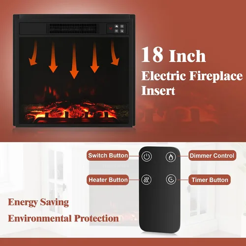 Miniatura 7 de Furmax Soporte esquinero para TV con chimenea de hasta 55 pulgadas, consola moderna con chimenea eléctrica de 18 pulgadas, centro de entretenimiento