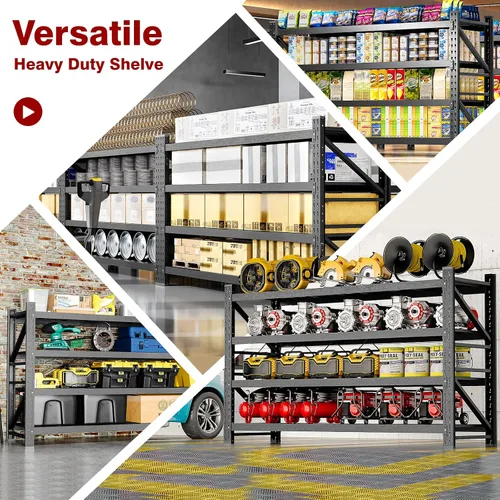 Miniatura 3 de Fesbos Estantes de almacenamiento de acero de metal de 3000 libras, 40 pulgadas de ancho, color negro, 4 niveles, estantes industriales comerciales