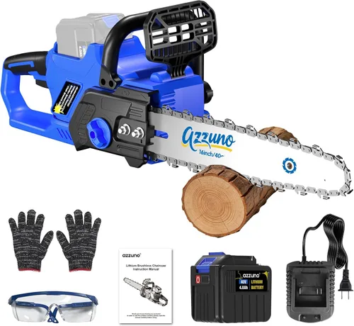 Miniatura 9 de AZZUNO Mini motosierra, motosierra eléctrica portátil de 6 pulgadas, inalámbrica, pequeña motosierra de mano con 2 baterías recargables y 2 cadenas