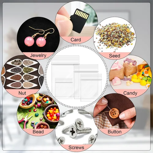 Miniatura 3 de 400 bolsas de plástico pequeñas de 7 milésimas de pulgada de grosor, con sello de plástico, para joyas, monedas, caramelos, bolsas de polietileno