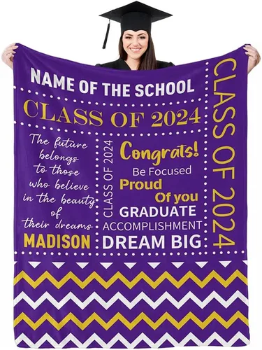 Miniatura 14 de D-Story Manta personalizada con foto, regalos de graduados universitarios para ella, regalos de graduación de felicitaciones, mantas personalizadas