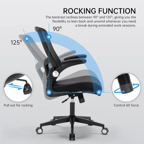 Miniatura 5 de Silla de oficina, 400 libras, ergonómica y resistente, con soporte lumbar ajustable, silla de computadora de malla transpirable con reposabrazos