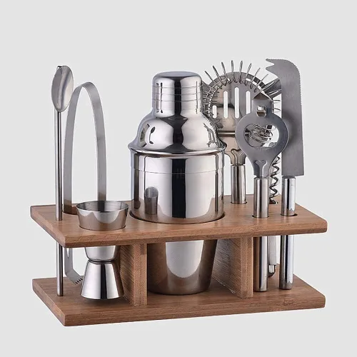 Miniatura 2 de Kit de bartending con soporte, juego de barra duradera y antioxidante, juego de coctelera para mezcla de bebidas de Martini, kit de coctelería
