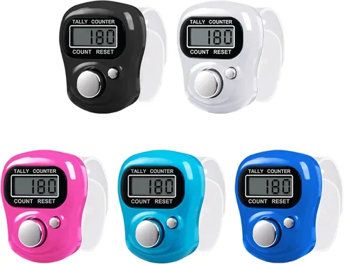 Amble Contador de clicker con diamantes de imitación, contador de contador de 5 dígitos, clickers para vuelta, lanzamiento, golf, tejido, conteo de
