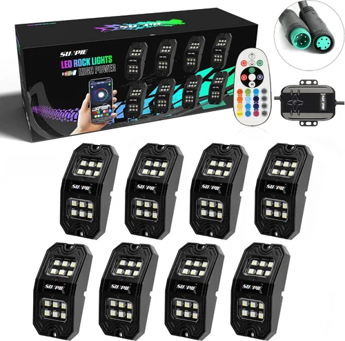 Miniatura 8 de SUNPIE 4 cápsulas de luces RGBW mejoradas de 210 grados de ángulo amplio con modo APP/voz, modo música, control automático, kit de luces de neón