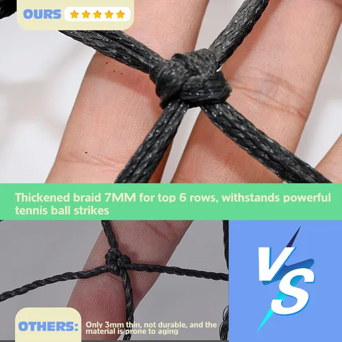 Miniatura 5 de Tennis Net Professional Tennis Court Net 42FT Replacement Nets Heavy Duty Sport Nets with 2 Fiberglass Dowels, Compatible with Outdoor Indoor