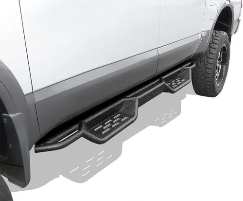 APS Estribos tubulares negros de 6 pulgadas estilo desplegables Nerf compatibles con Nissan Titan 2004-2024 Crew Cab (excluye modelos 2016) y Titan