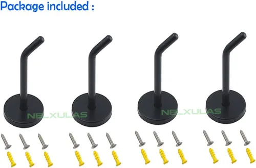 Miniatura 2 de Gancho clásico negro de acero inoxidable resistente, gancho duradero para colgar batas, gancho de montaje en pared, toque perfecto para tu baño