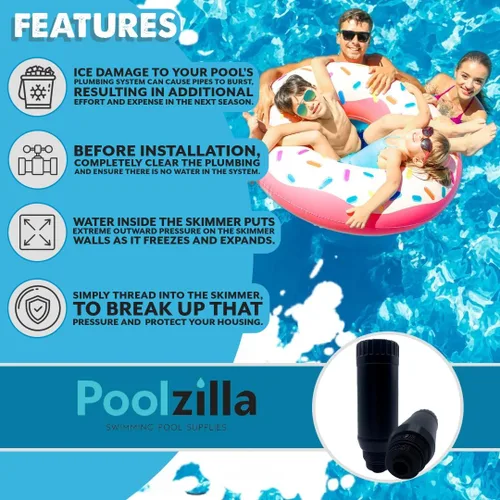 Miniatura 3 de Poolzilla 1 paquete de tapón de invierno Skimmer – Piscina sobre y en el suelo, protector de hielo de 9 pulgadas para desnatadores roscados de 1-½