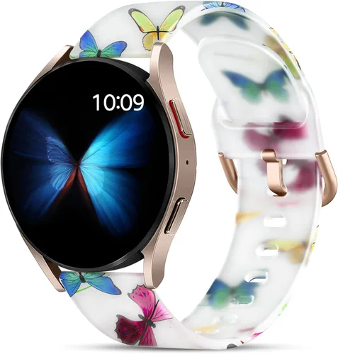 GEAK Correa Transparente Linda Compatible con Samsung Galaxy Watch 7 6 5 4 Band/Galaxy Watch 7 6 5 4 Band, Correa de Repuesto de Silicona Suave de