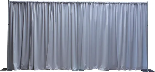Miniatura 12 de OnlineEEI, Kit de telón de fondo portátil de tubería y cortina de altura fija de 8 pies de alto, 8 pies x 20 pies desmontable, cortinas negras