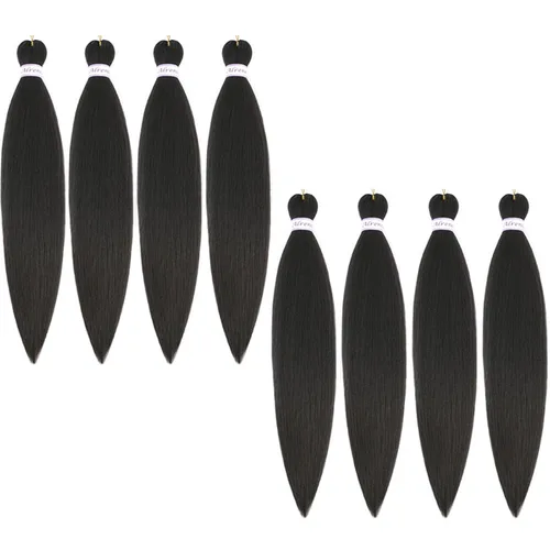 Miniatura 74 de Alrence Cabello estirado para hacer trenzas, trenza larga de 30 pulgadas, 8 paquetes, extensiones profesionales de trenzado de cabello sintético, 1b#