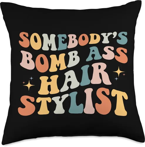 Miniatura 5 de Retro Sarcastic Hair Dresser Hair Stylist Women NS Somebody's Bomb Ass - Divertida almohada retro de peluquería para estilista, 16 x 16 pulgadas