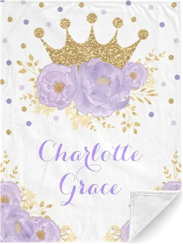 Miniatura 22 de Mantas de bebé personalizadas con nombre, mantas de bebé personalizadas para niñas, regalos de bebé, manta personalizada con corona de princesa