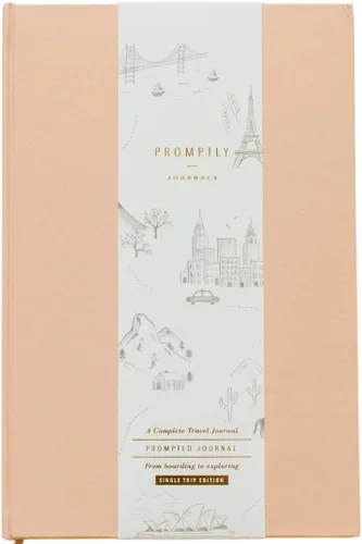 Promptly Journals, Un diario de viaje completo: desde el embarque hasta la exploración (durazno campestre, naranja, cuero sintético) | Diario de