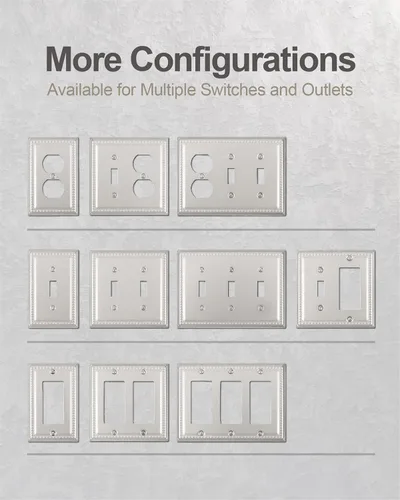 Miniatura 7 de Paquete de 4 cubiertas para interruptor de luz, cubierta decorativa para interruptor de níquel satinado, placas de pared metálicas de palanca única