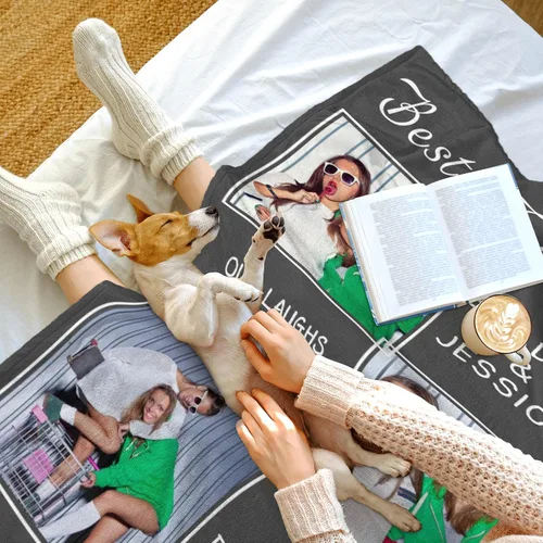 Miniatura 5 de Manta personalizada para mejor amiga con fotos, mantas personalizadas de amistad de larga distancia, regalos personalizados de cumpleaños