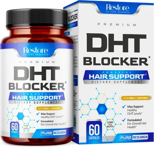 DHT Blocker Suplemento de apoyo para el crecimiento del cabello, palma enana americana + vitaminas para el cabello para mujeres y hombres, apoya el