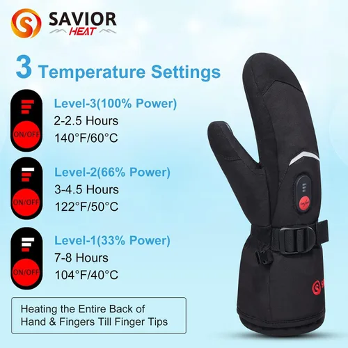 Miniatura 2 de Guantes de esquí con calefacción, manoplas con calefacción para hombres y mujeres, guantes de batería recargable de 7.4V para esquí y senderismo