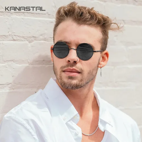 Miniatura 34 de KANASTAL Gafas de sol redondas polarizadas para mujeres y hombres, estilo hippie con protección UV400